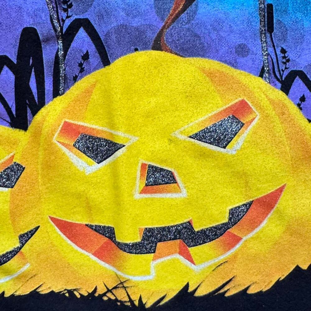 Y2k black halloween pumpkin graphic tee‎ sz sm cotton witchy autumn short sleeve - Picture 4 of 7